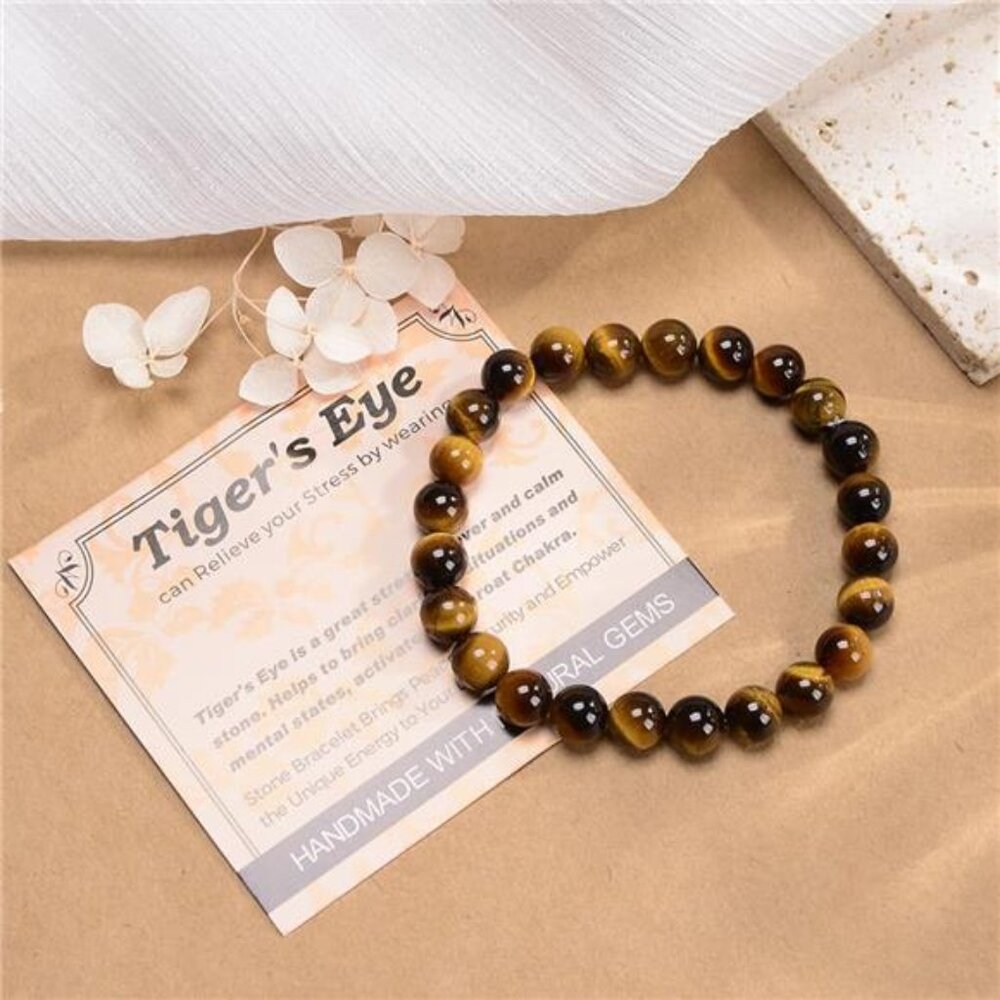 Yellow Tiger's Eye - Stress reliever and calming stone - 8mm